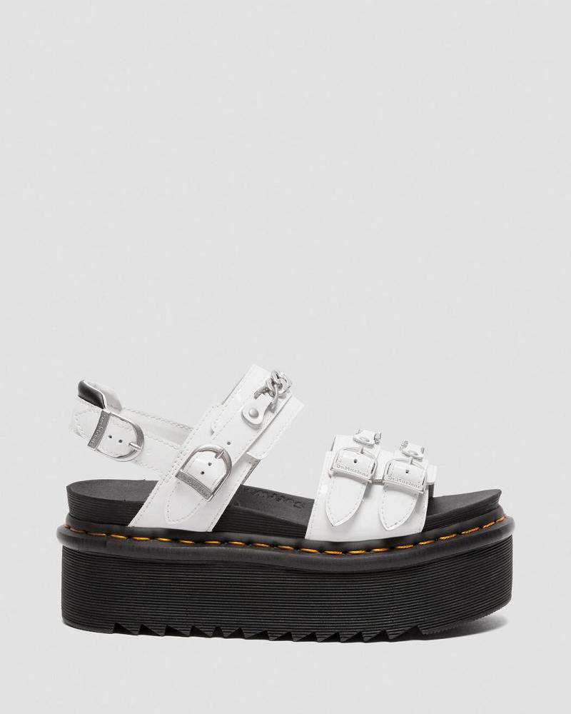 Dr Martens Voss II Chain Lak Leren Gladiator Sandalen Dames Wit | NL 486XYU